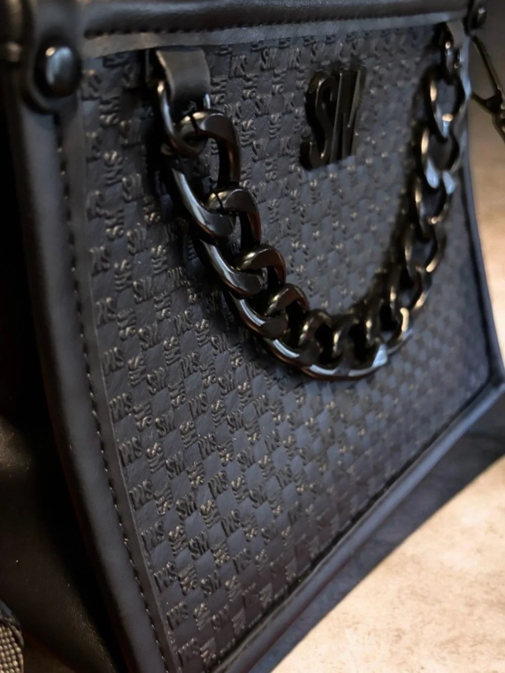 Steve Madden Black Monogram Mini Satchel Crossbody Bag - NWOT